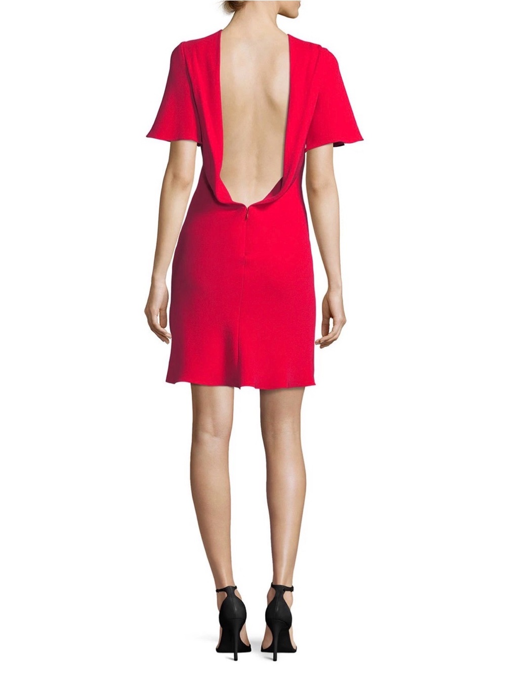 NWT Brandon Maxwell Open Back Sheath Dress Size 10 Red Cocktail Holiday Party